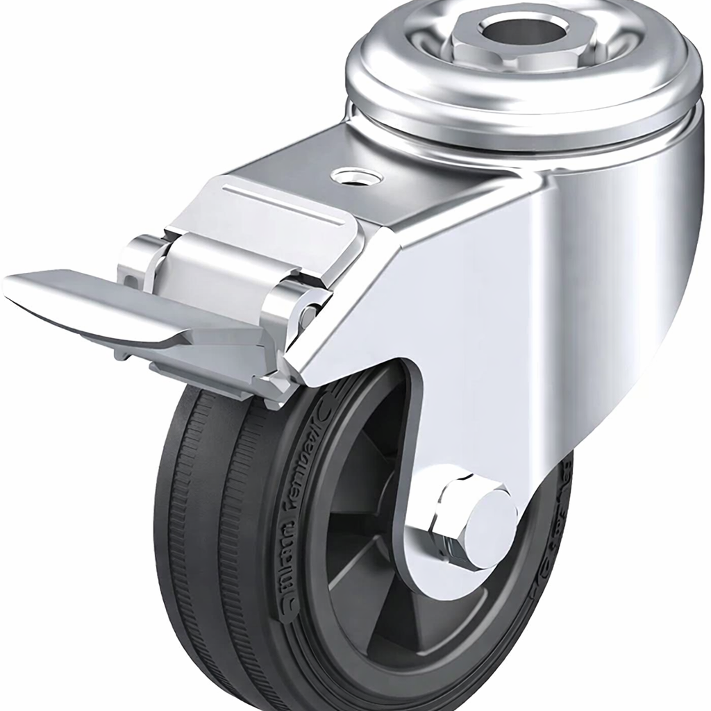 Swivel caster diam. 80, with break, anti-static